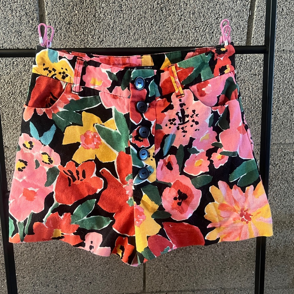 Zara Floral High Waist Shorts - Multicolor